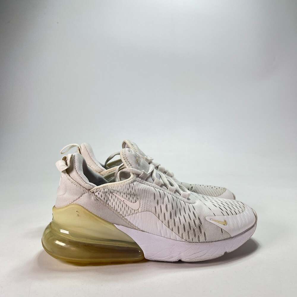Nike Air Max 270 White Metallic Silver Sneakers Youth Size 4.5Y